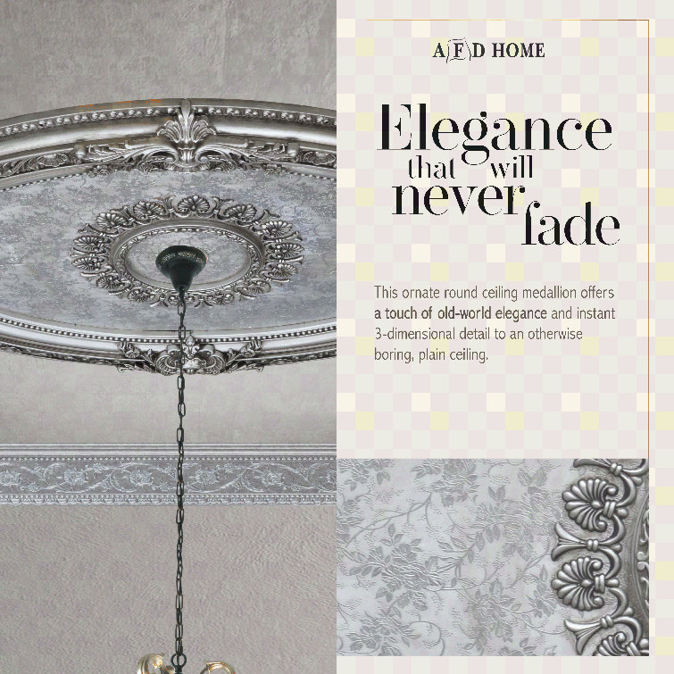 Antique Silver Oval Polystyrene Ceiling Medallion