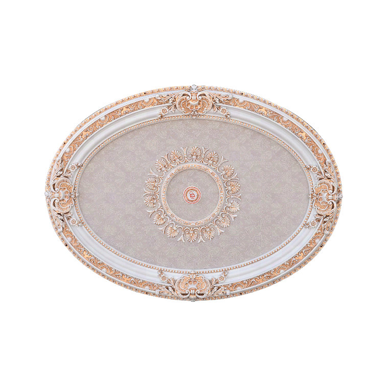 French Blanco Oval White and Gold Ceiling Medallion