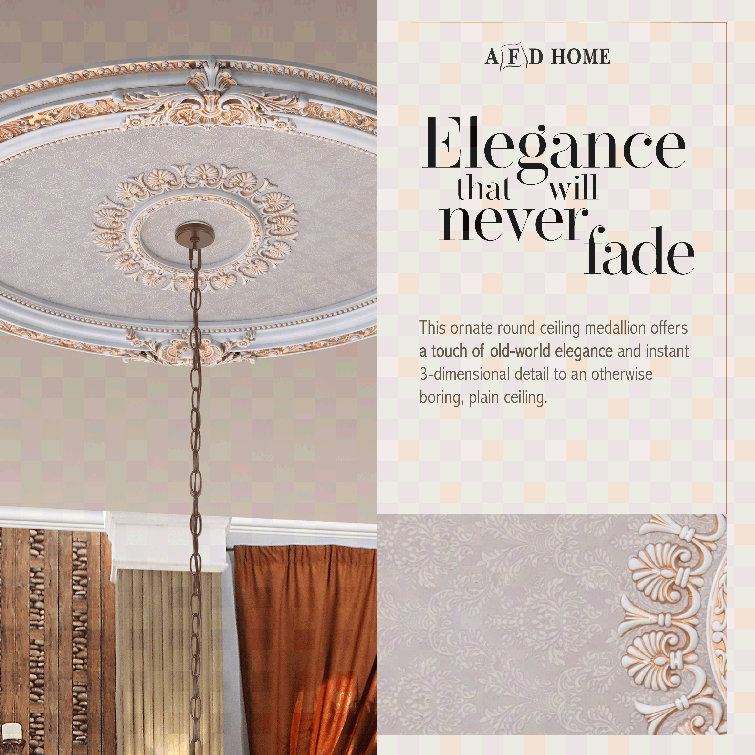 French Blanco Oval White and Gold Ceiling Medallion