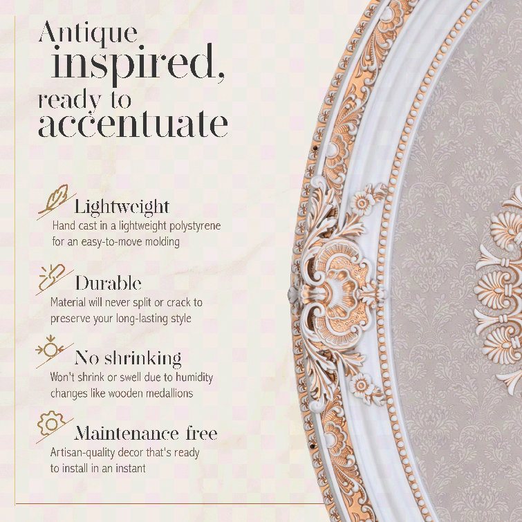 French Blanco Oval White and Gold Ceiling Medallion