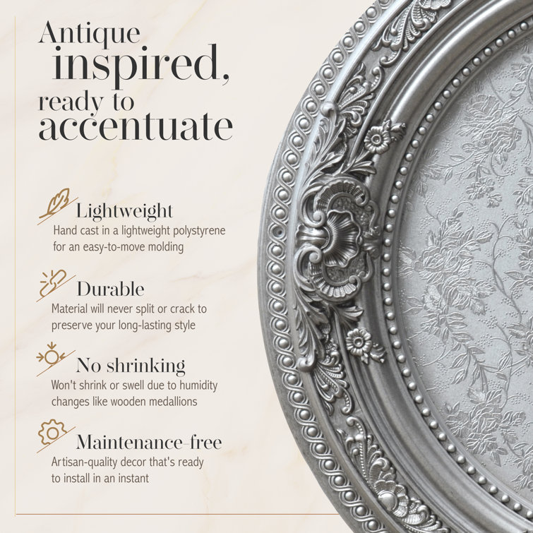 Antique Silver 24" Round Polystyrene Ceiling Medallion
