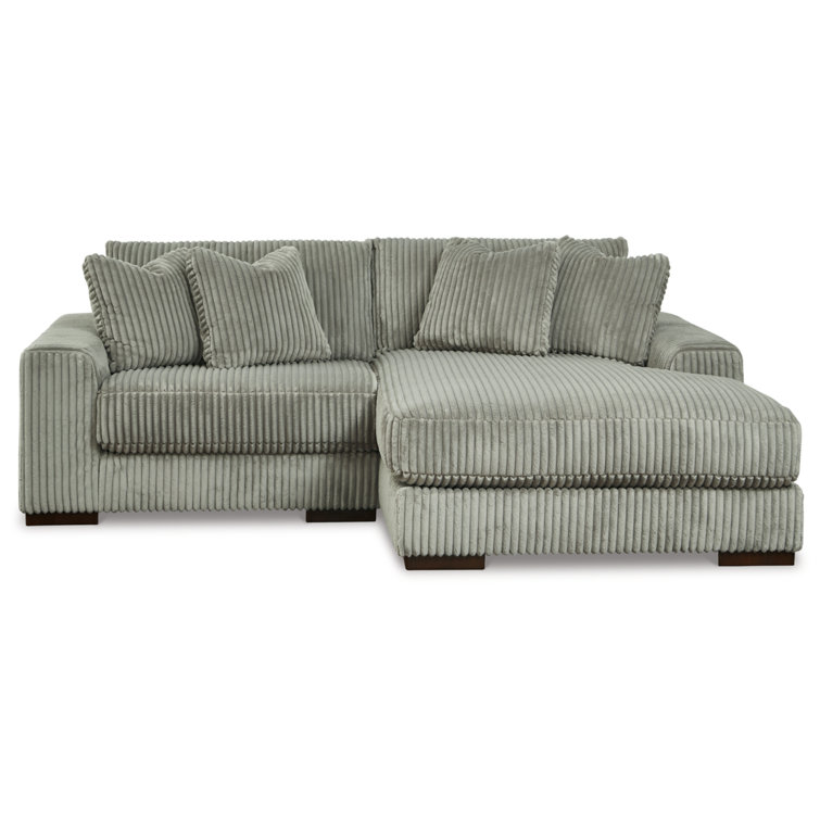 Gray Cord Upholstered Right Facing Two-Piece Sectional Sofa
