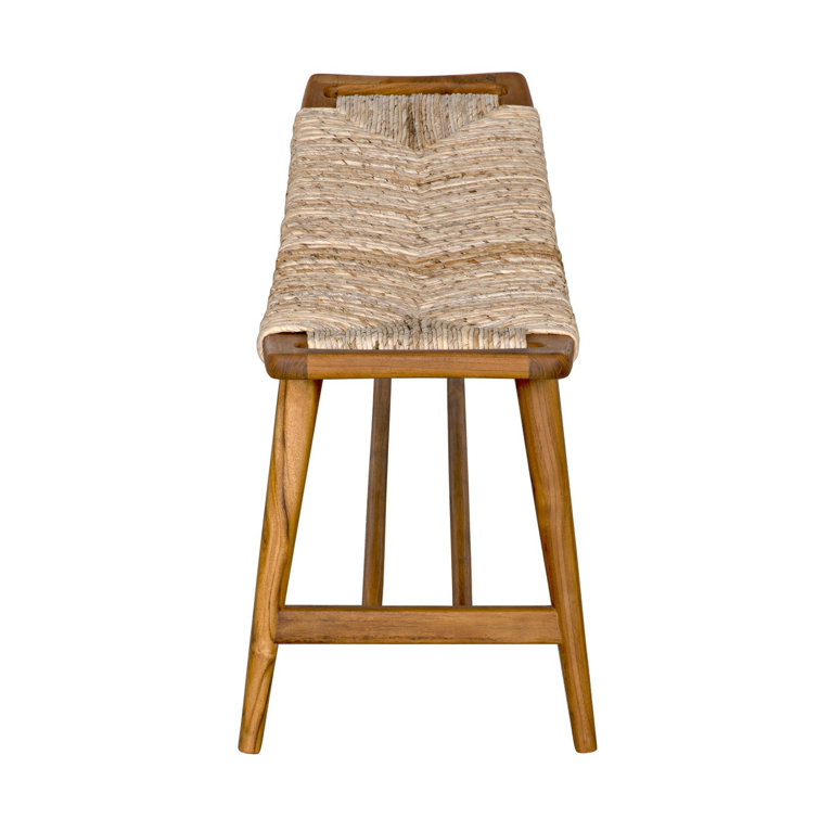Teak and Rush Seagrass 47'' Bench with Storage - Natural