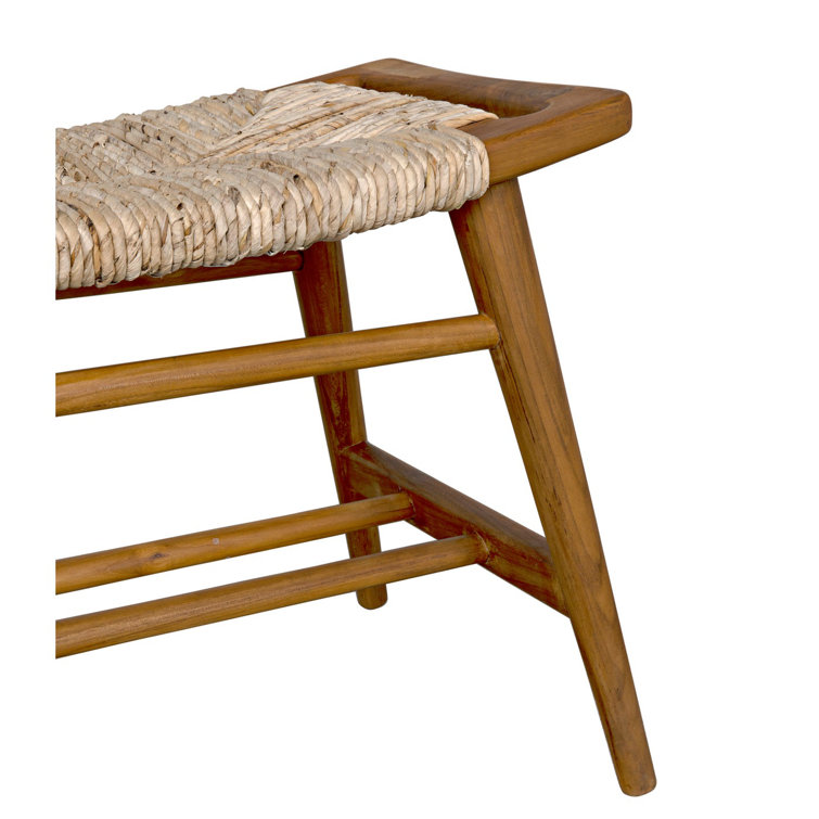 Teak and Rush Seagrass 47'' Bench with Storage - Natural