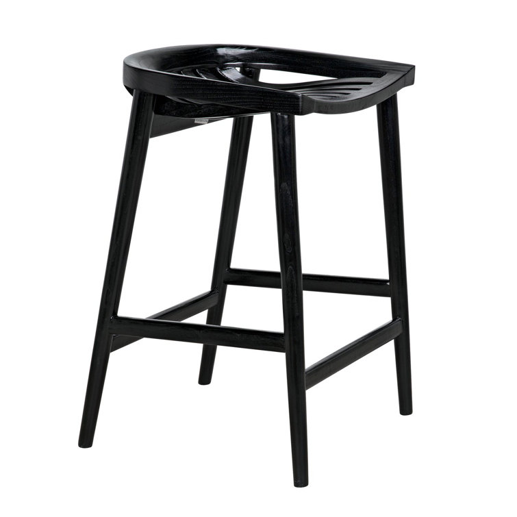 Ronald Charcoal Black 25.5'' Solid Wood Counter Stool