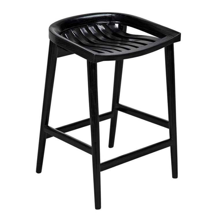 Ronald Charcoal Black 25.5'' Solid Wood Counter Stool