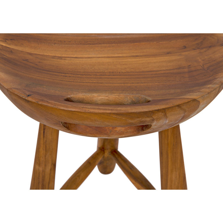 Basel Solid Wood Light Brown Accent Stool