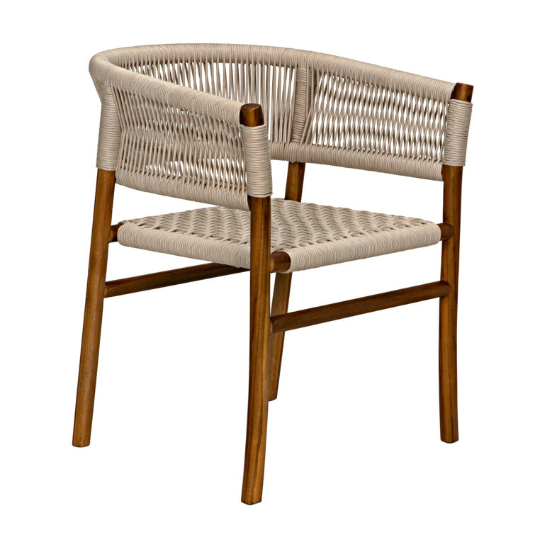 Conrad Handcrafted Teak Wood and Rope Armchair in Brown