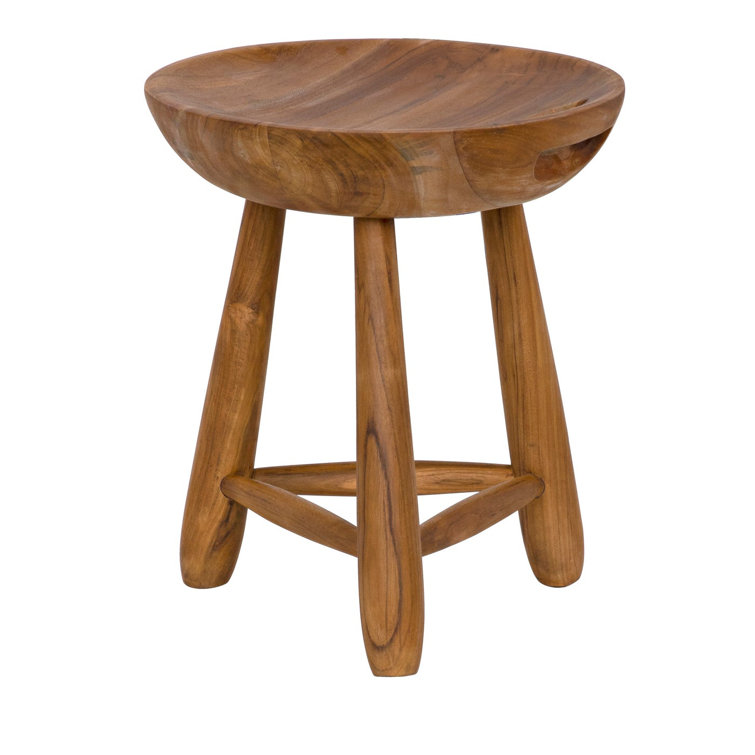 Basel Solid Wood Light Brown Accent Stool