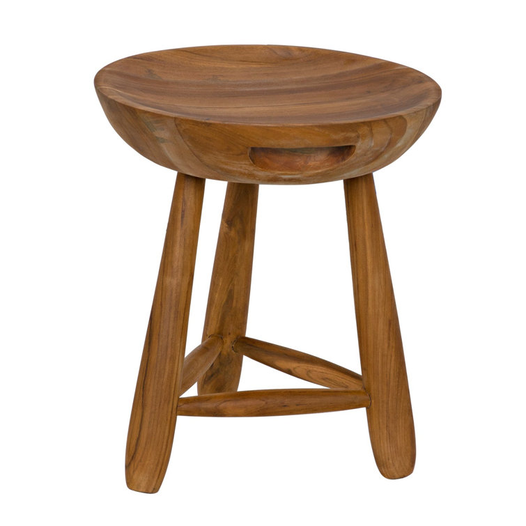 Basel Solid Wood Light Brown Accent Stool