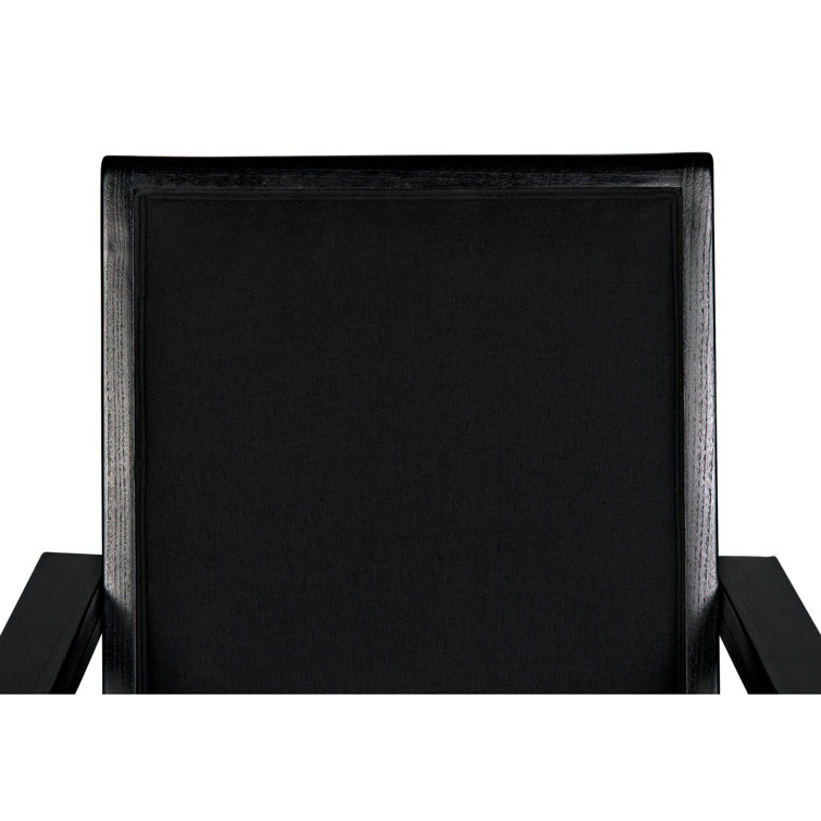 Charcoal Black Cotton Upholstered Armchair with Black Metal Accents