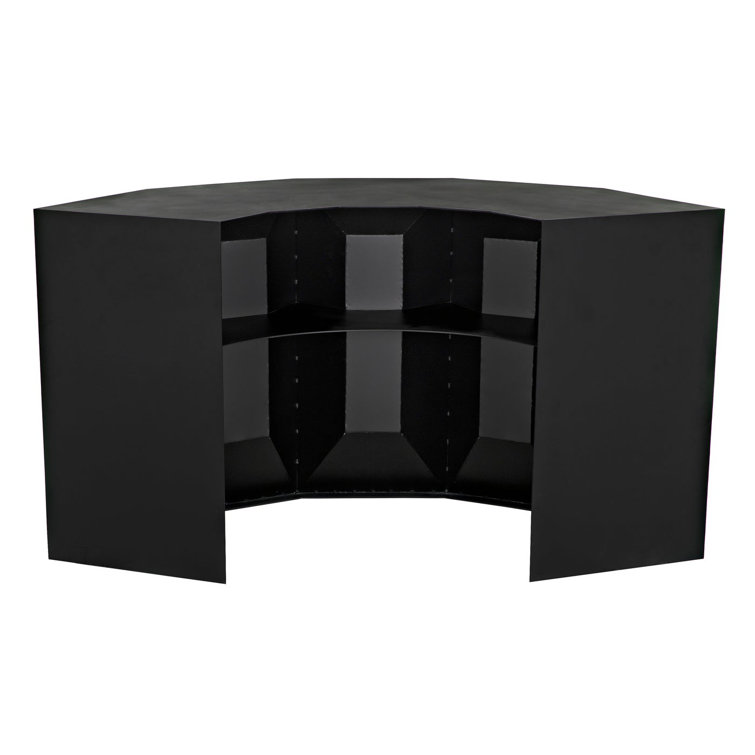 Peter 78'' Matte Black Industrial Steel Bar Cabinet