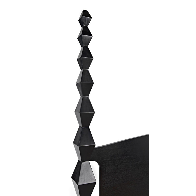Hand Rubbed Black Geometric King Poster Bed