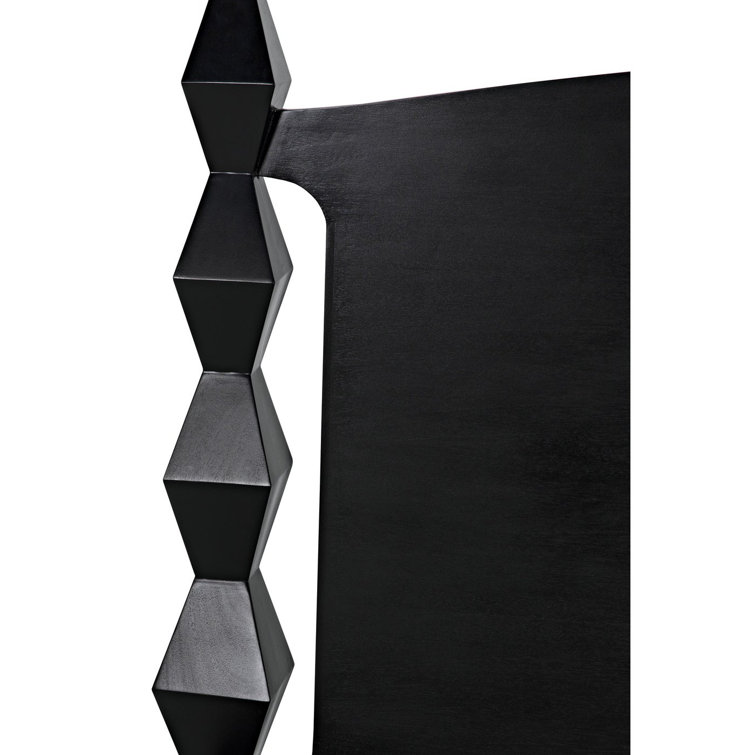Hand Rubbed Black Geometric King Poster Bed