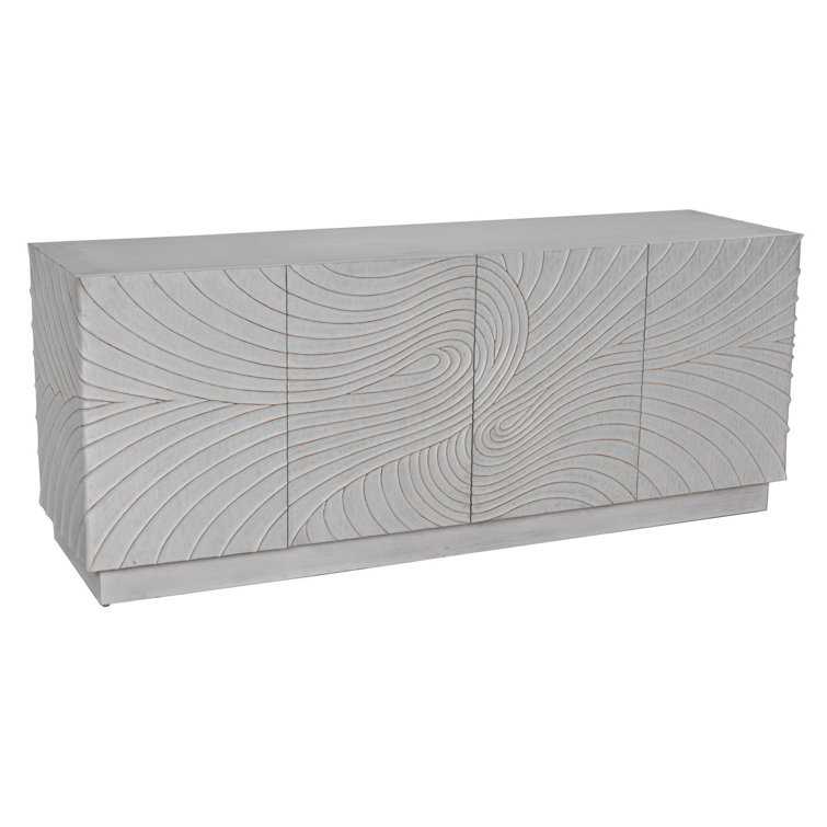 Cavalier 80'' White Wash Handcrafted Mahogany Sideboard