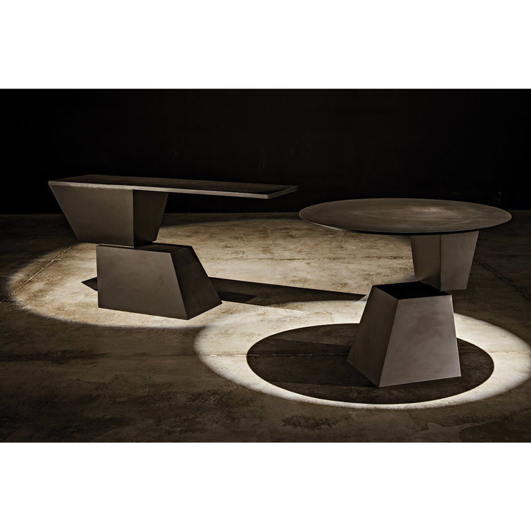 Matte Black Round Metal Dining Table, 39" Diameter