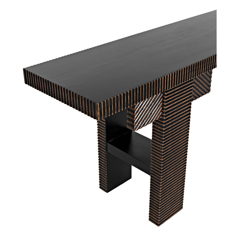 Nabu 82'' Hand Rubbed Black and Light Brown Solid Mahogany Console Table with Storage