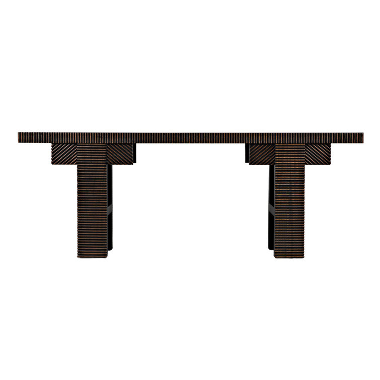 Nabu 82'' Hand Rubbed Black and Light Brown Solid Mahogany Console Table with Storage