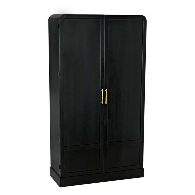 Tresor Black Lighted China Cabinet with Gold Handles