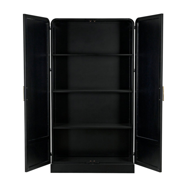 Tresor Black Lighted China Cabinet with Gold Handles