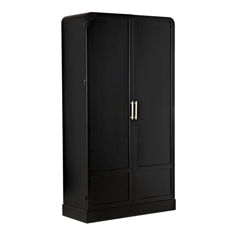Tresor Black Lighted China Cabinet with Gold Handles