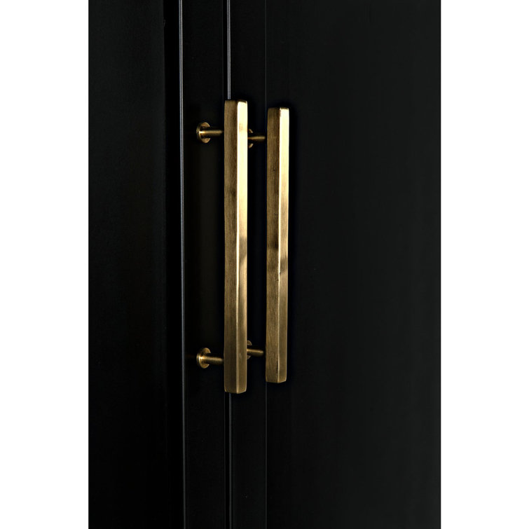 Tresor Black Lighted China Cabinet with Gold Handles