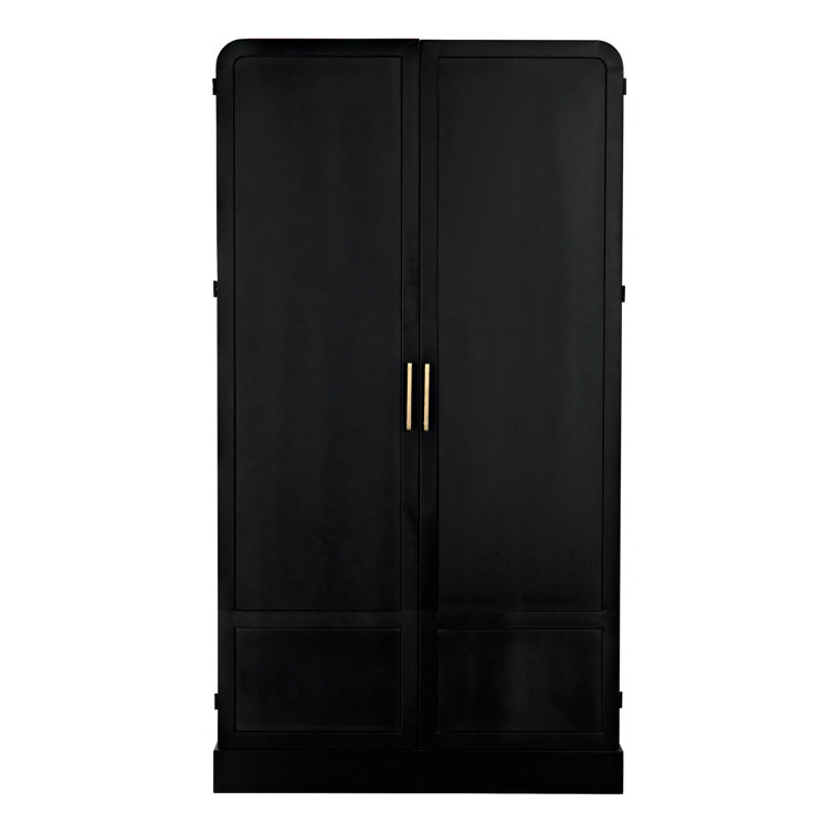 Tresor Black Lighted China Cabinet with Gold Handles