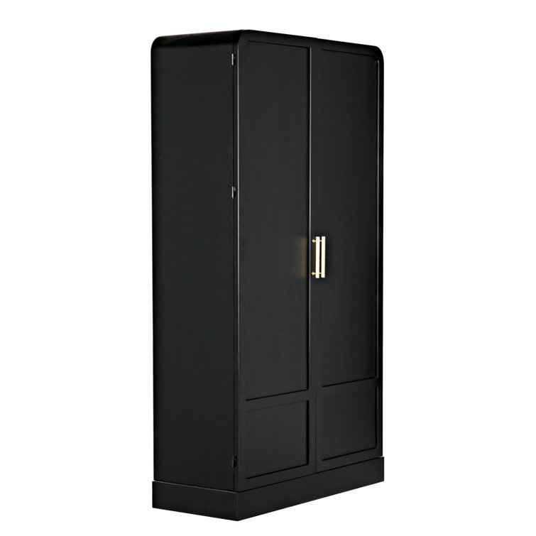 Tresor Black Lighted China Cabinet with Gold Handles