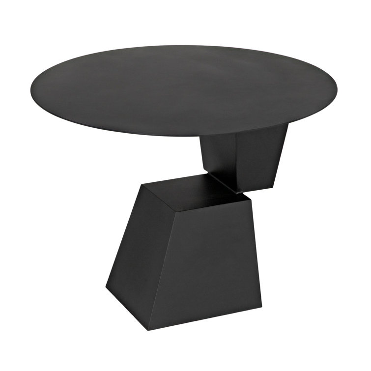 Matte Black Round Metal Dining Table, 39" Diameter