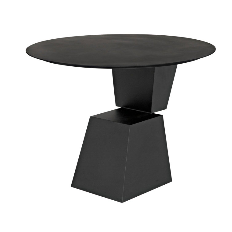 Matte Black Round Metal Dining Table, 39" Diameter