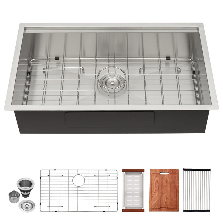 32" Stainless Steel Undermount Kitchen Sink with Accessories