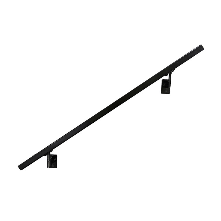 Modern Black Aluminum Handrail Kit with Adjustable Steel Brackets, 6 Feet