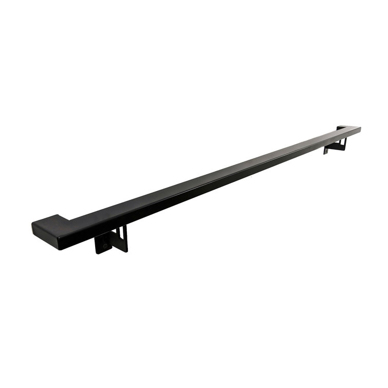 Modern Black Aluminum Handrail Kit with Adjustable Steel Brackets, 6 Feet