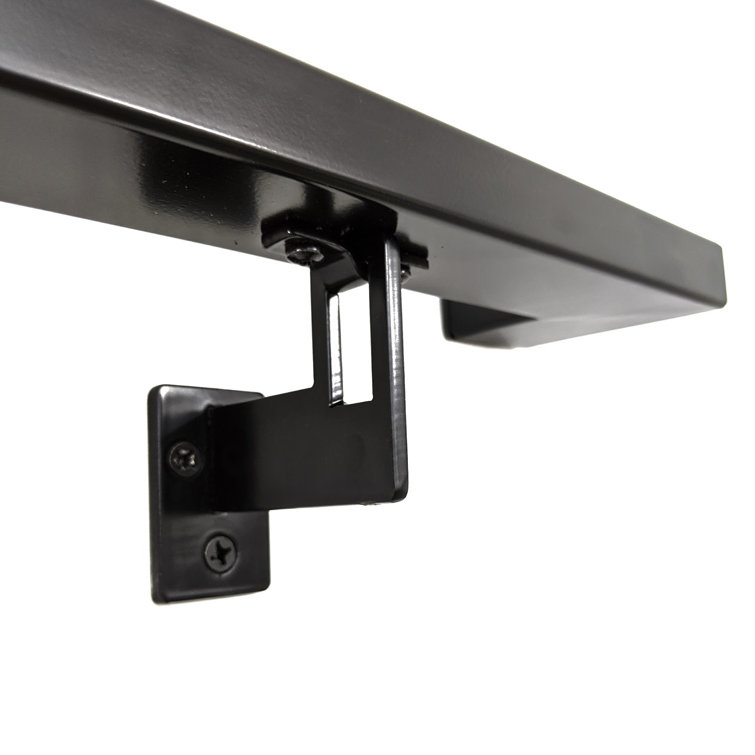 Modern Black Aluminum 17 Foot Handrail Kit with Steel Brackets