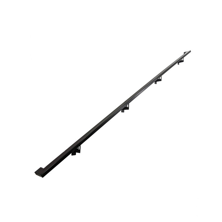 Modern Black Aluminum Handrail Kit with Adjustable Steel Brackets, 12' W