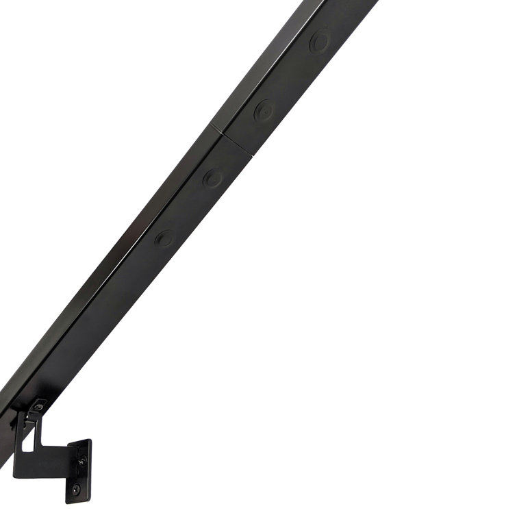 Modern Black Aluminum 17 Foot Handrail Kit with Steel Brackets