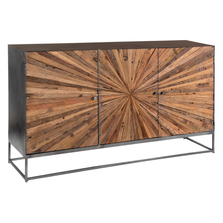 Hasse 59-Inch Gunmetal Steel and Reclaimed Pine Sideboard