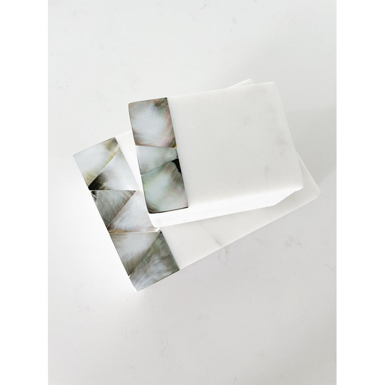 Iridescent Grey Mother of Pearl & White Marble Decor Box