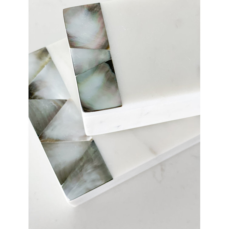 Iridescent Grey Mother of Pearl & White Marble Decor Box