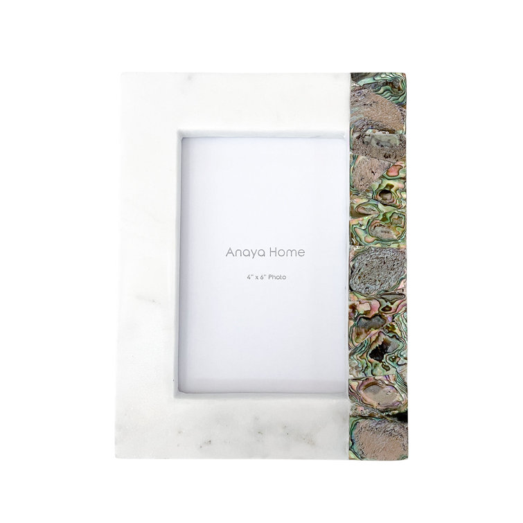 4x6 White Marble and Rainbow Mother of Pearl Picture Frame