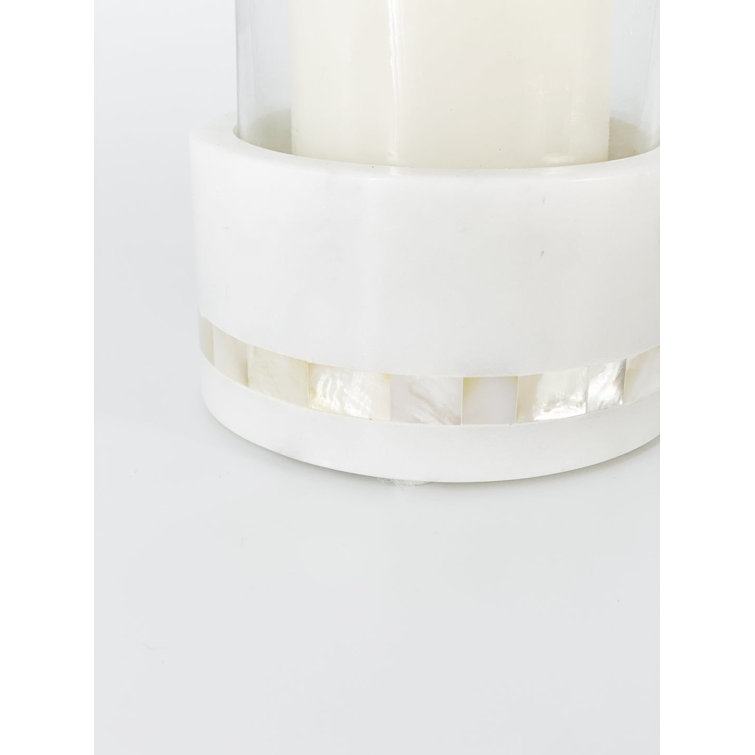 Iridescent White and Gold 4'' Glass Tabletop Hurricane