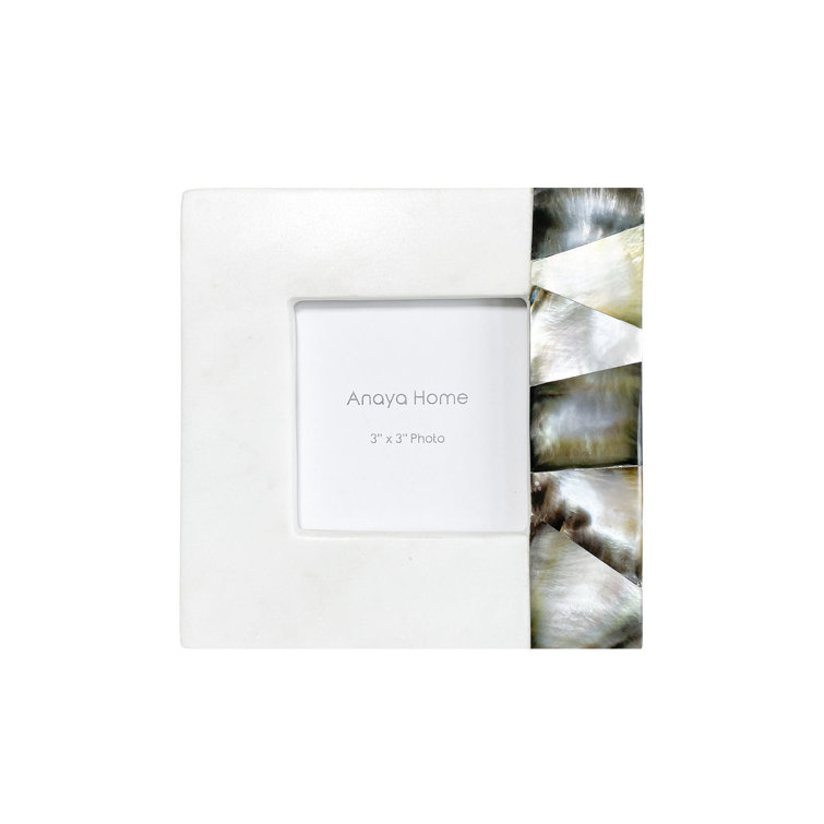 White Marble Picture Frame with Mother of Pearl Accent