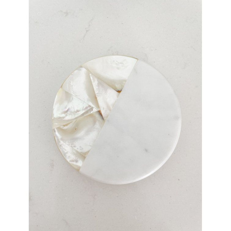 White Mother of Pearl Soy Candle with Marble Jar