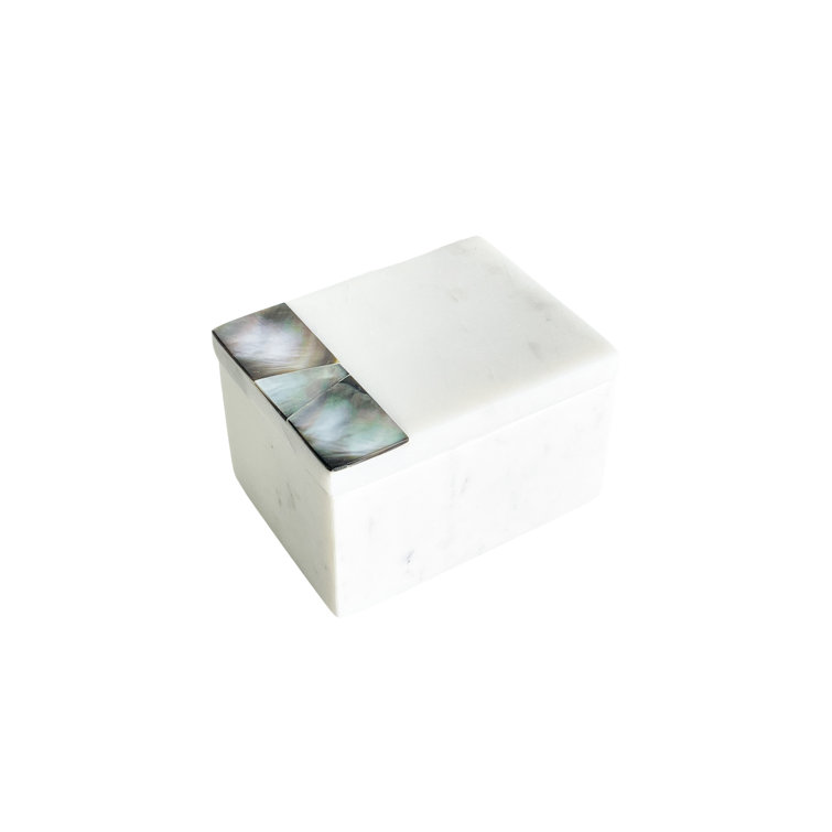 Iridescent Grey Mother of Pearl & White Marble Decor Box