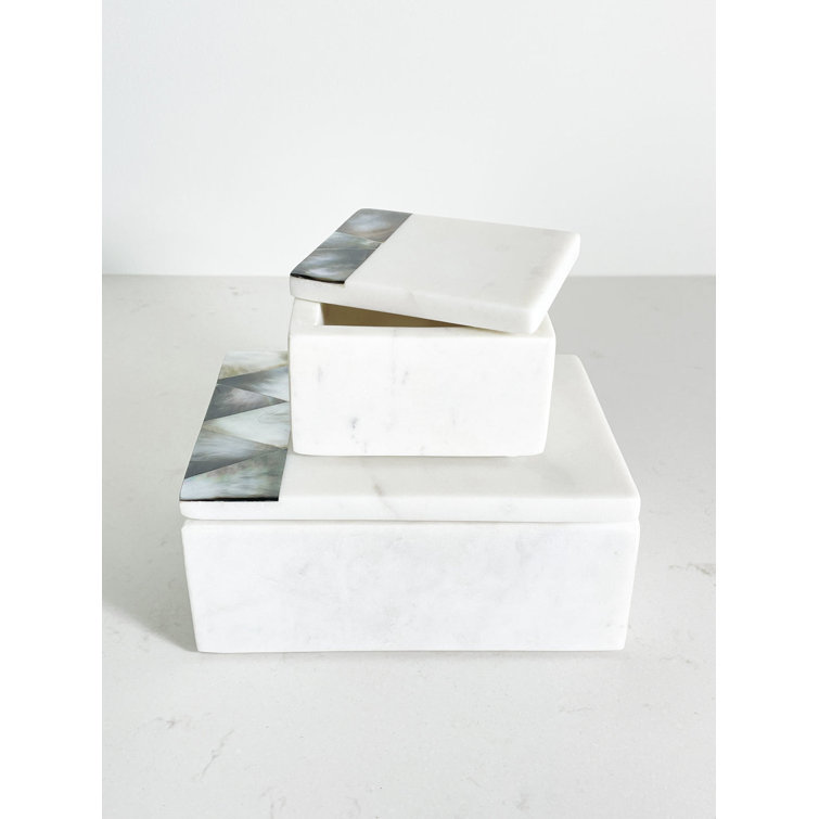 Iridescent Grey Mother of Pearl & White Marble Decor Box