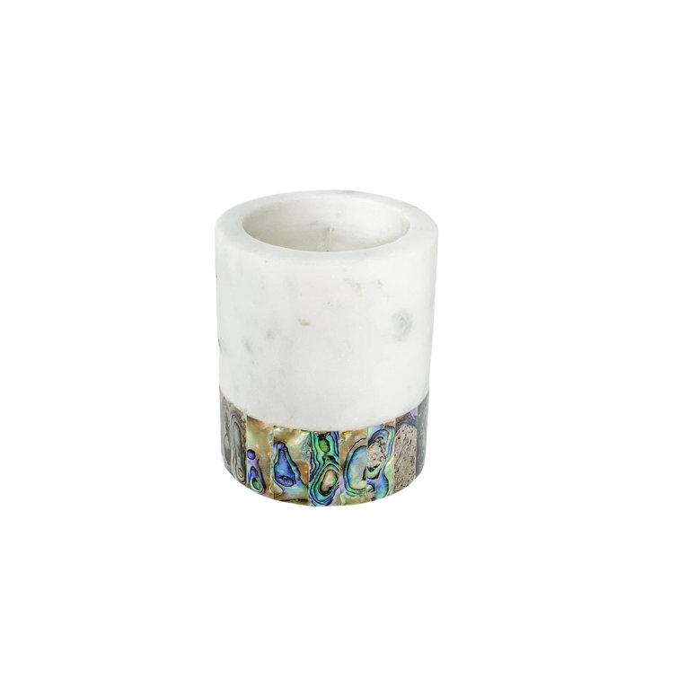Small White Soy Eucalyptus Candle with Marble Holder