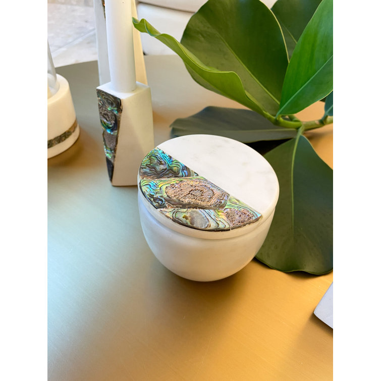 White Marble and Mother of Pearl Soy Candle