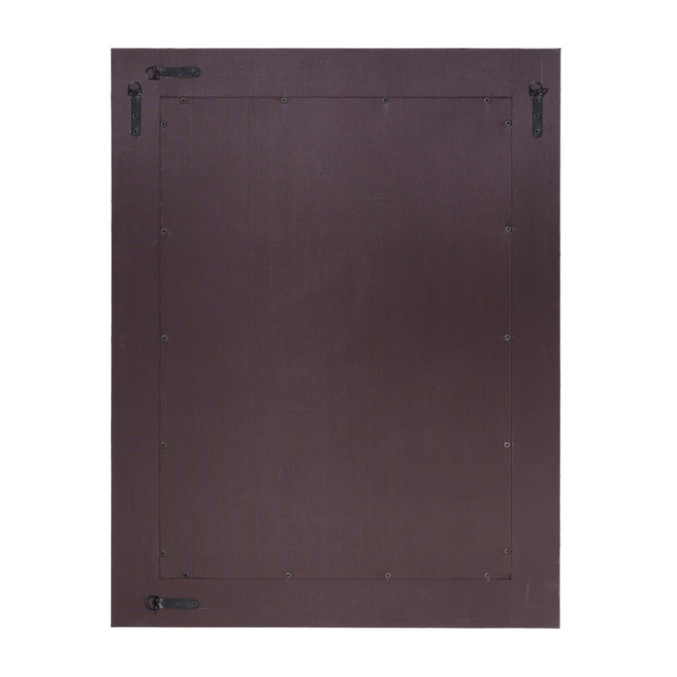 White Leather Rectangular Accent Mirror with Stitching