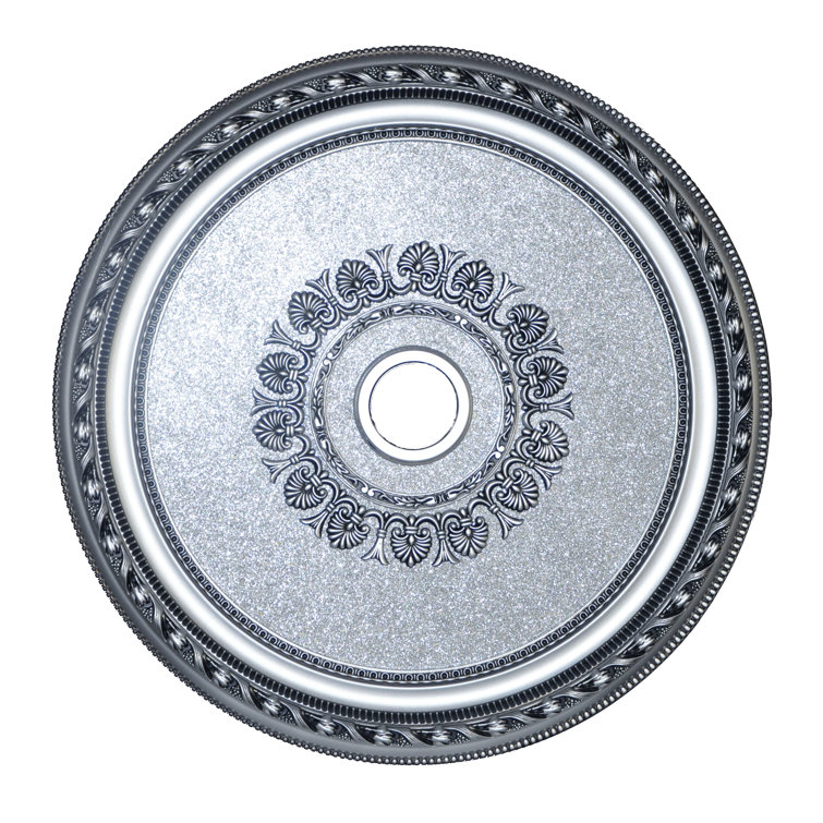 Elegant Silver Polyurethane Round Ceiling Medallion