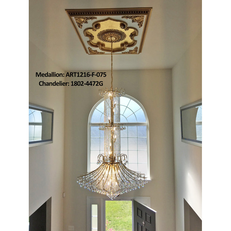 Grand Antique Gold and White Fiberglass Ceiling Medallion